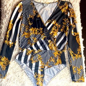 Sexy Black/White/Gold Bodysuit from Charlotte Russe